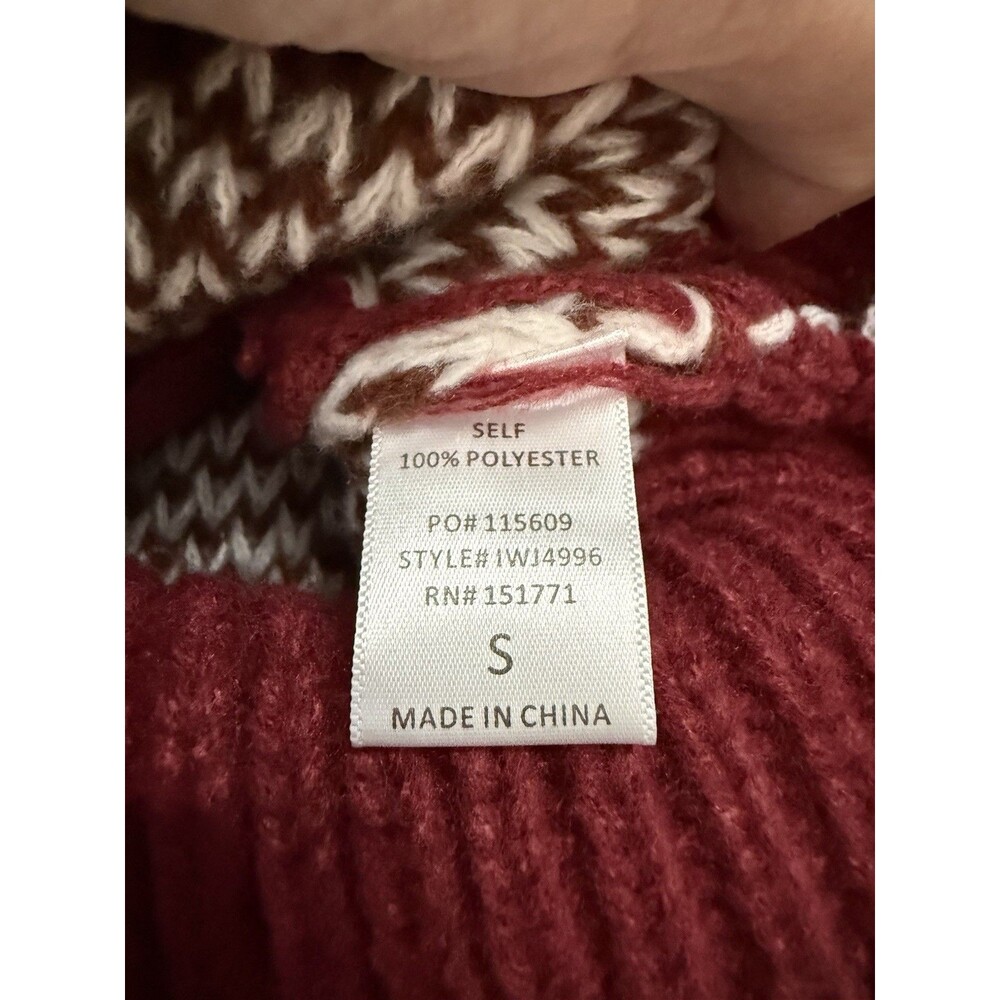 Le Lis Collection Red Nordic Fair Isle Full Zip Sweater Jacket S Après Ski New - Picture 7 of 7